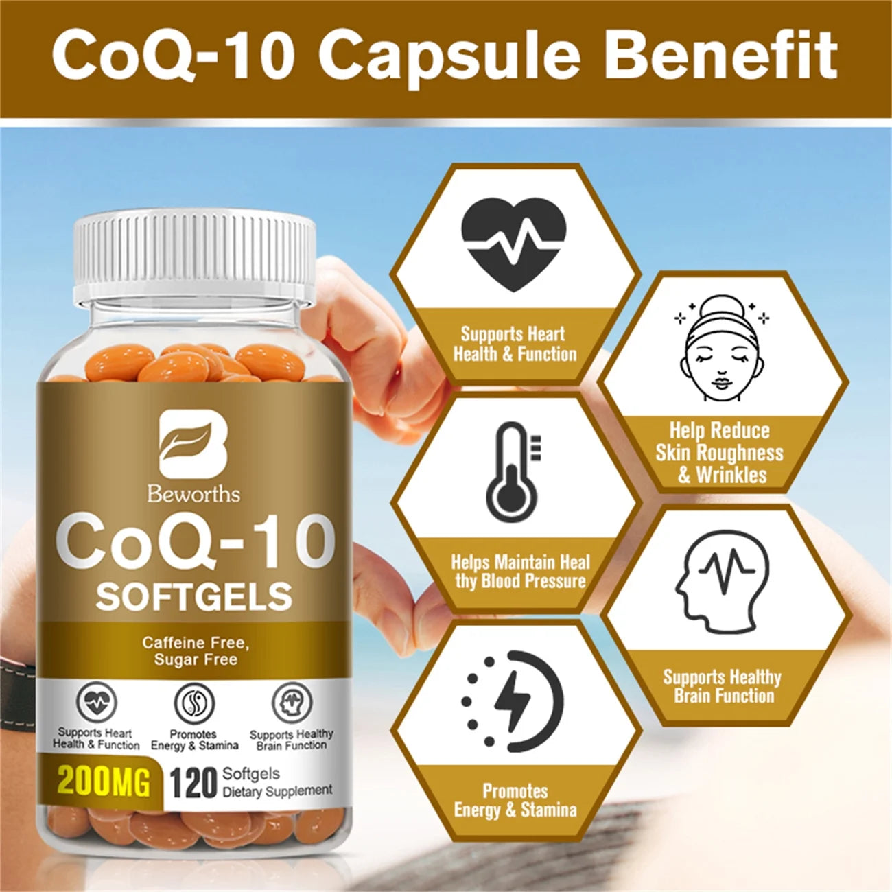 Upgraded Coenzyme Q10 Capsules, High Absorption Coq10 200Mg per Serving - Coenzyme Q10 Dietary Supplements by , 360 Vegan Capsules/6 Months Supply