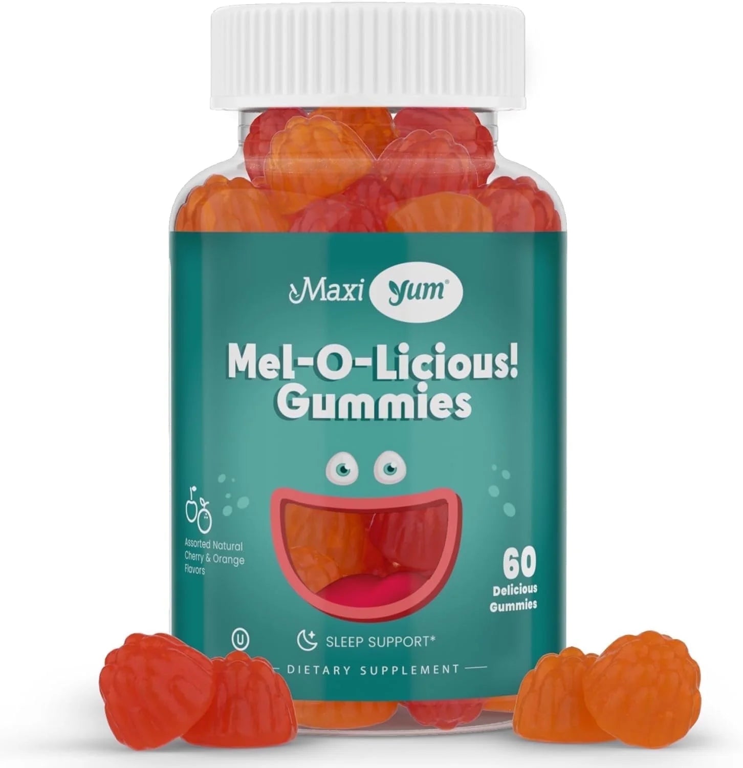 Mel-O-Licious Melatonin Gummies for Kids – 1Mg Sleep Support – 60 Count – Cherry & Orange Flavor