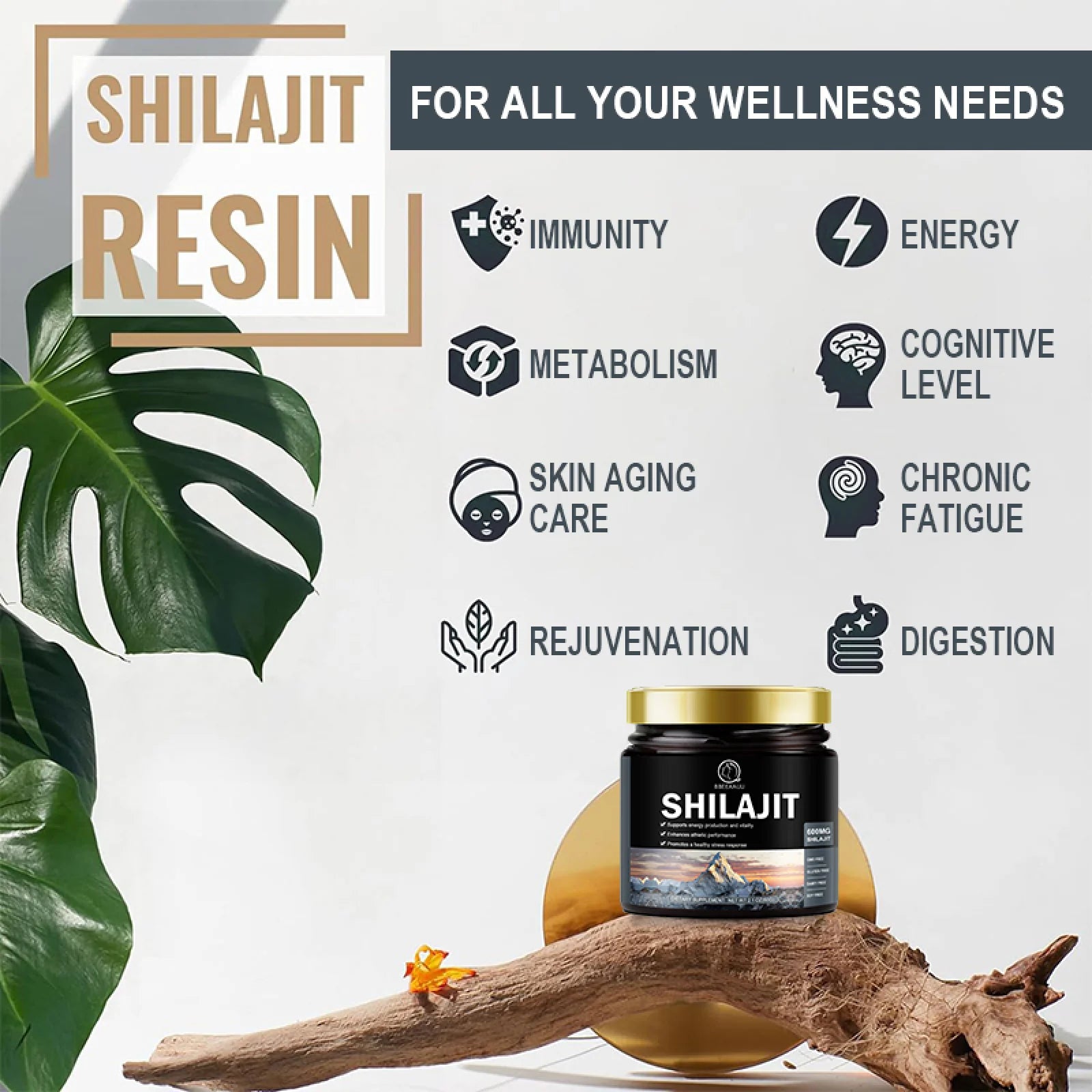 Pure Himalayan Shilajit Resin Supplement 600Mg | 100 Servings for Energy & Immune Support | 2.1 Oz