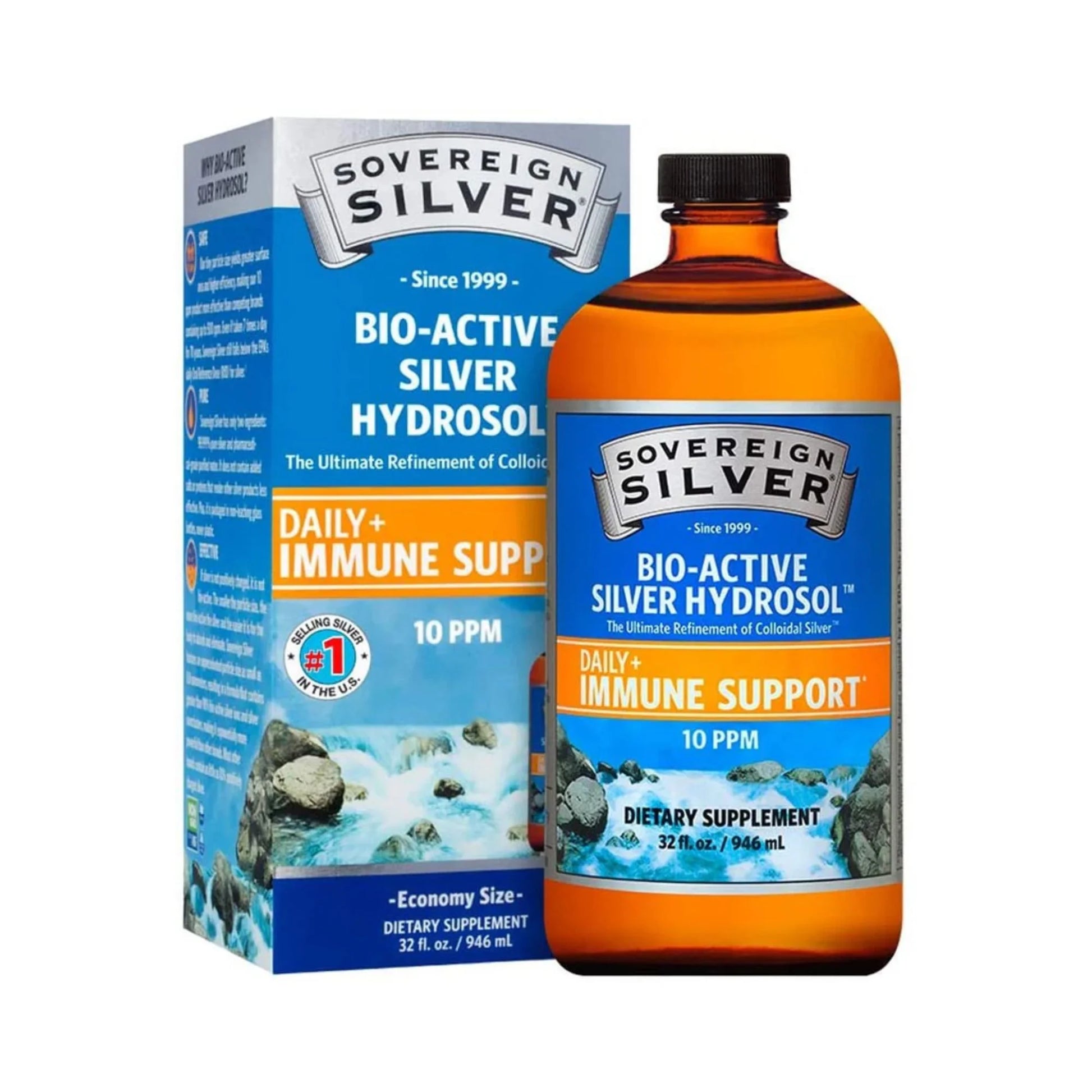 Bio-Active Silver Hydrosol for Immune Support - Colloidal Silver - 10 Ppm, 32Oz
