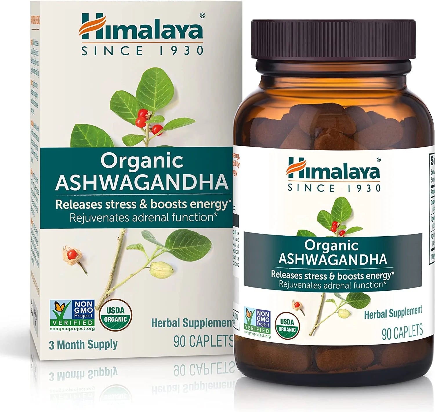Organic Ashwagandha, Natural Stress & Anxiety Relief, Energy Supplement, 90 Count, 3 Month Supply