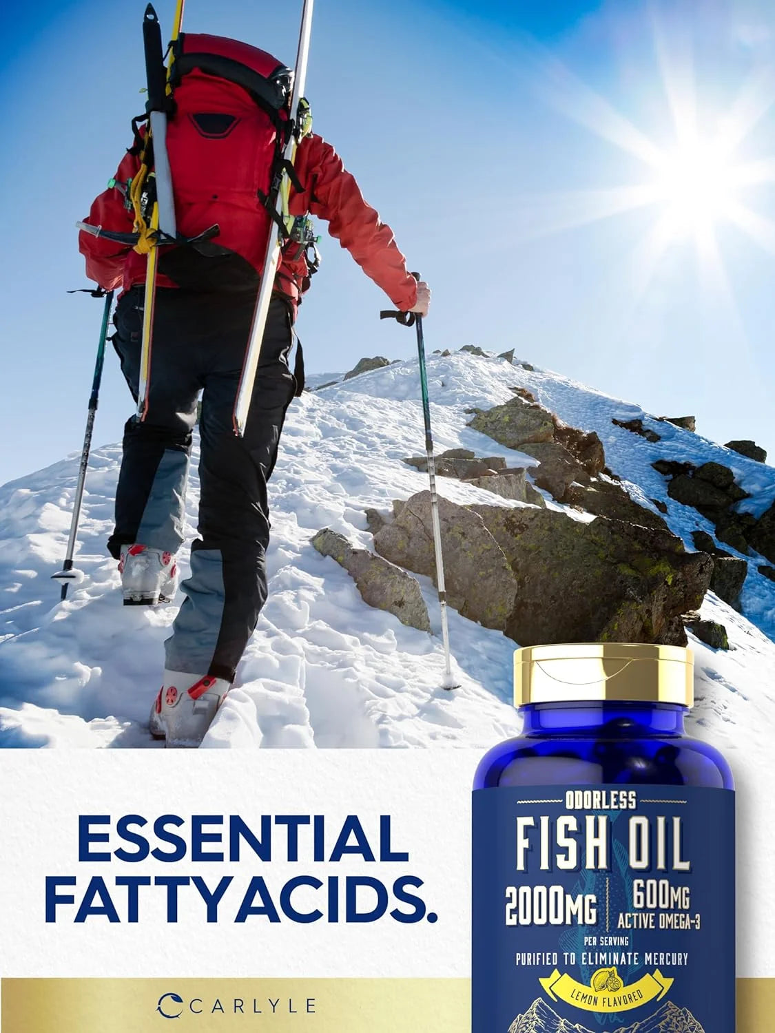 Fish Oil Pills 2000Mg | 600Mg Omega 3 | 90 Odorless Softgels | Lemon Flavored | by