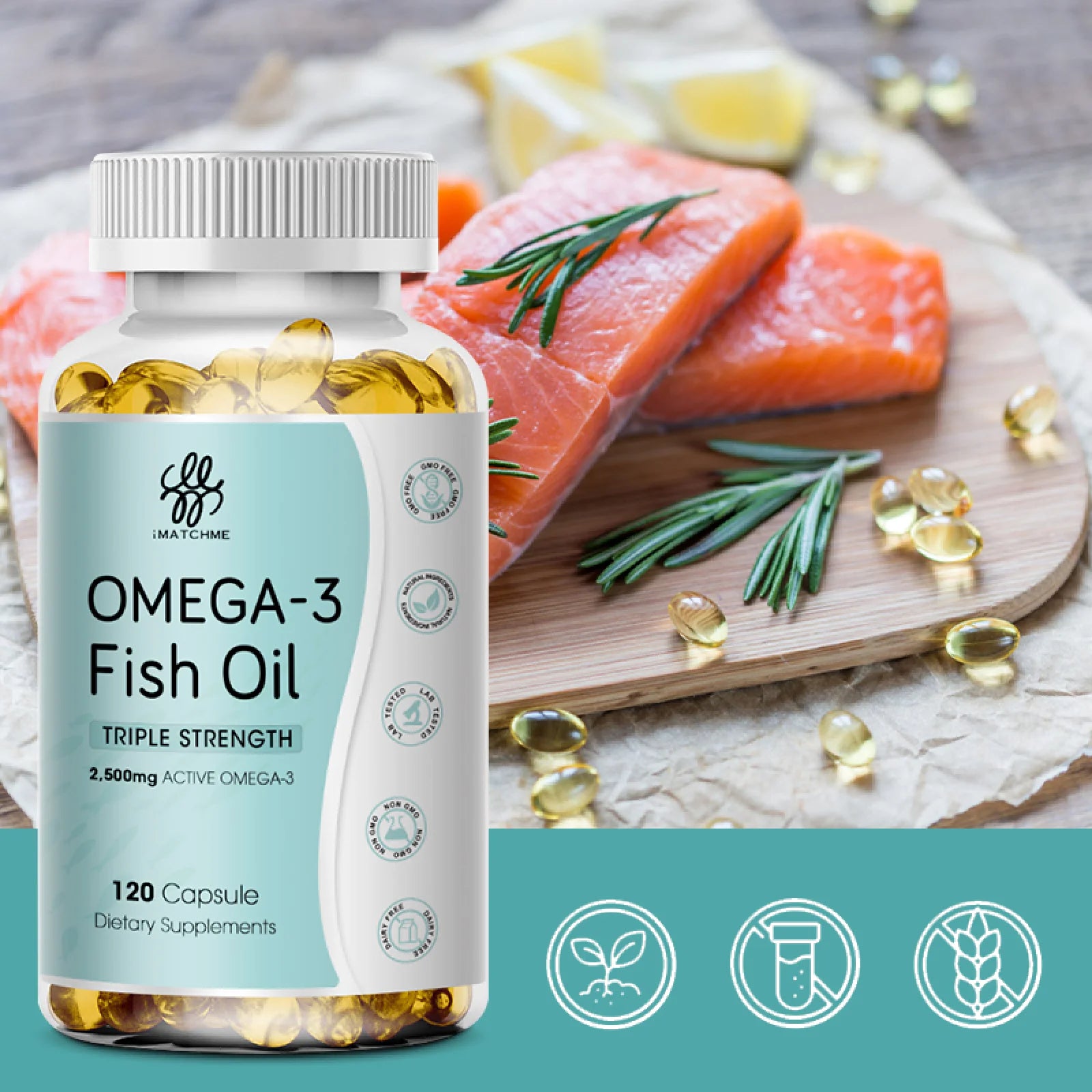 (2 Pack) Omega 3 Fish Oil Capsules 2500MG | Deep Sea Oil Rich EPA & DHA VE Vegetarian prove Supplement (Non-Gmo) | 240 Capsules