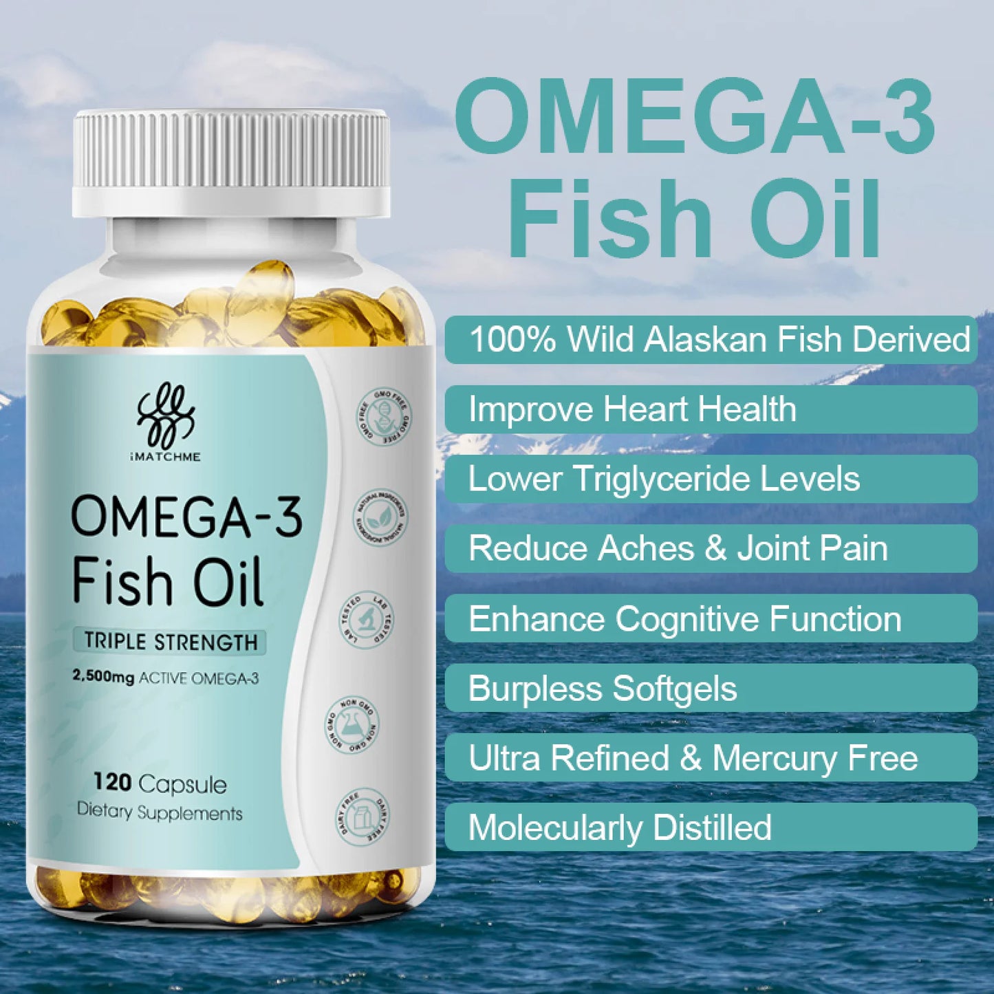 (2 Pack) Omega 3 Fish Oil Capsules 2500MG | Deep Sea Oil Rich EPA & DHA VE Vegetarian prove Supplement (Non-Gmo) | 240 Capsules