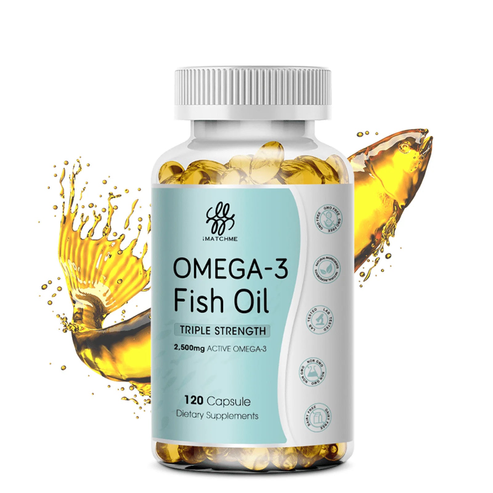 (2 Pack) Omega 3 Fish Oil Capsules 2500MG | Deep Sea Oil Rich EPA & DHA VE Vegetarian prove Supplement (Non-Gmo) | 240 Capsules