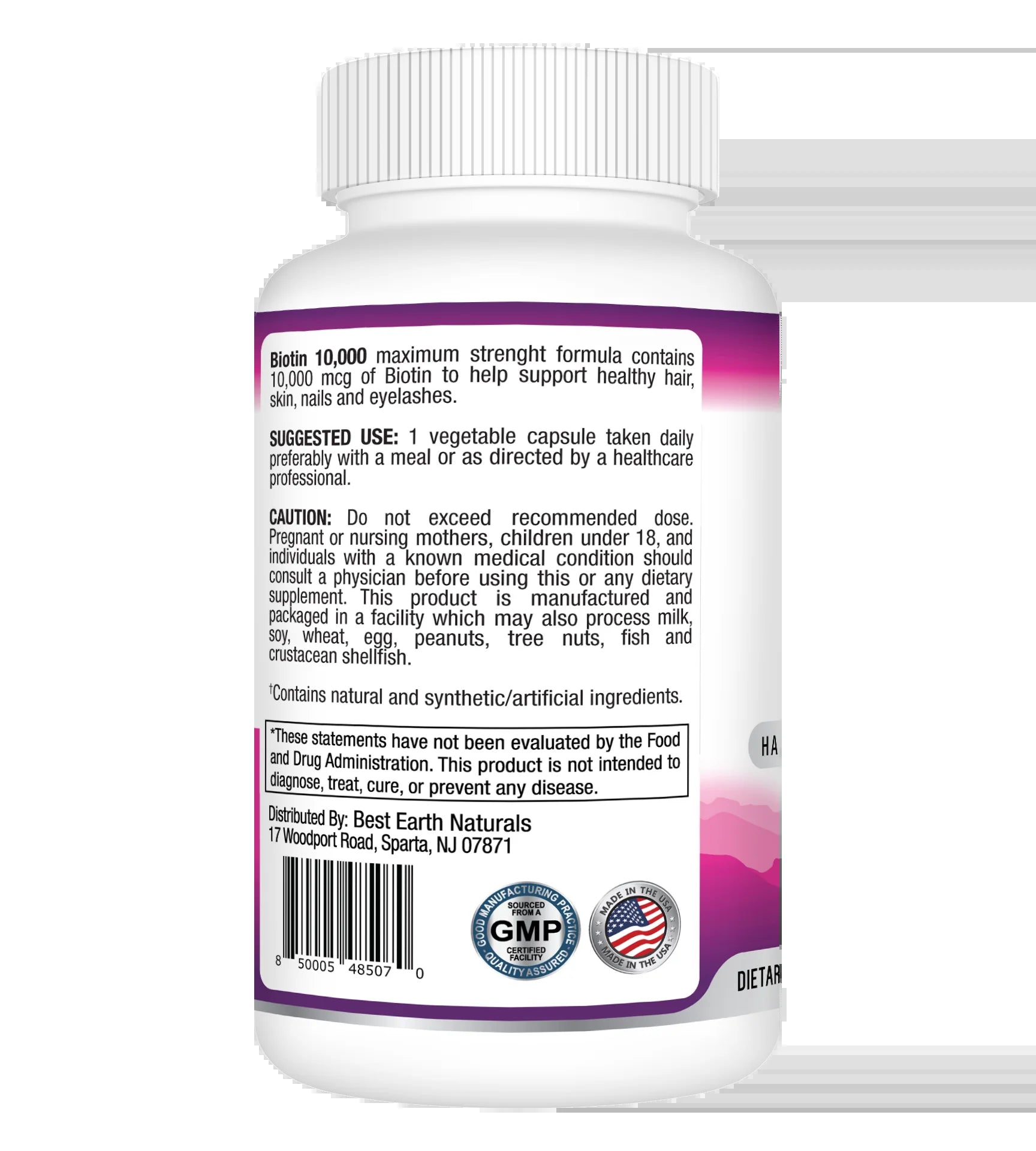 Biotin 10,000, Dietary Supplement, Hair, Skin, Nail and Lash Support, 30 Count