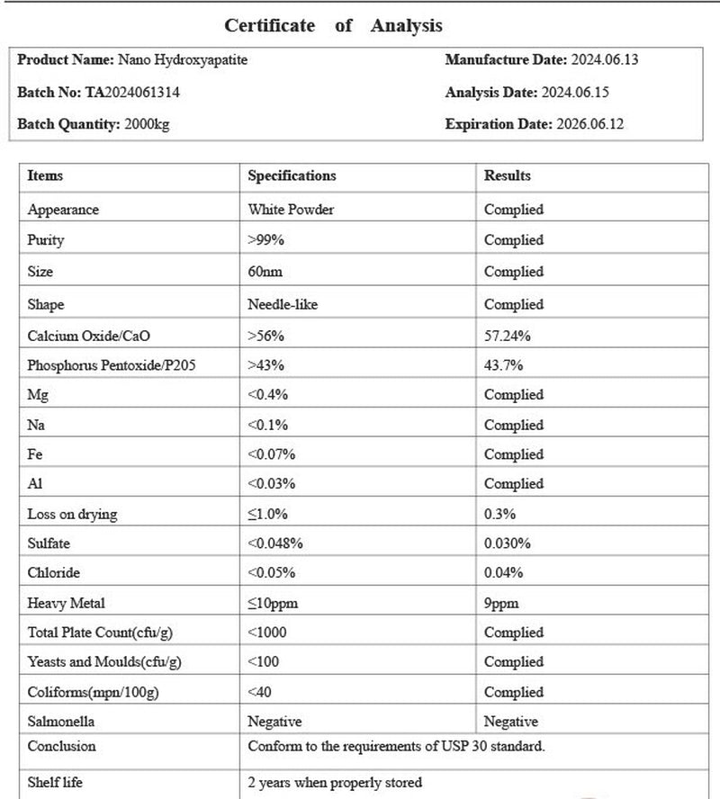Hydroxyapatite 60 Nano Food Grade 100 %- Bone /Teeth Health Pure Very Potent