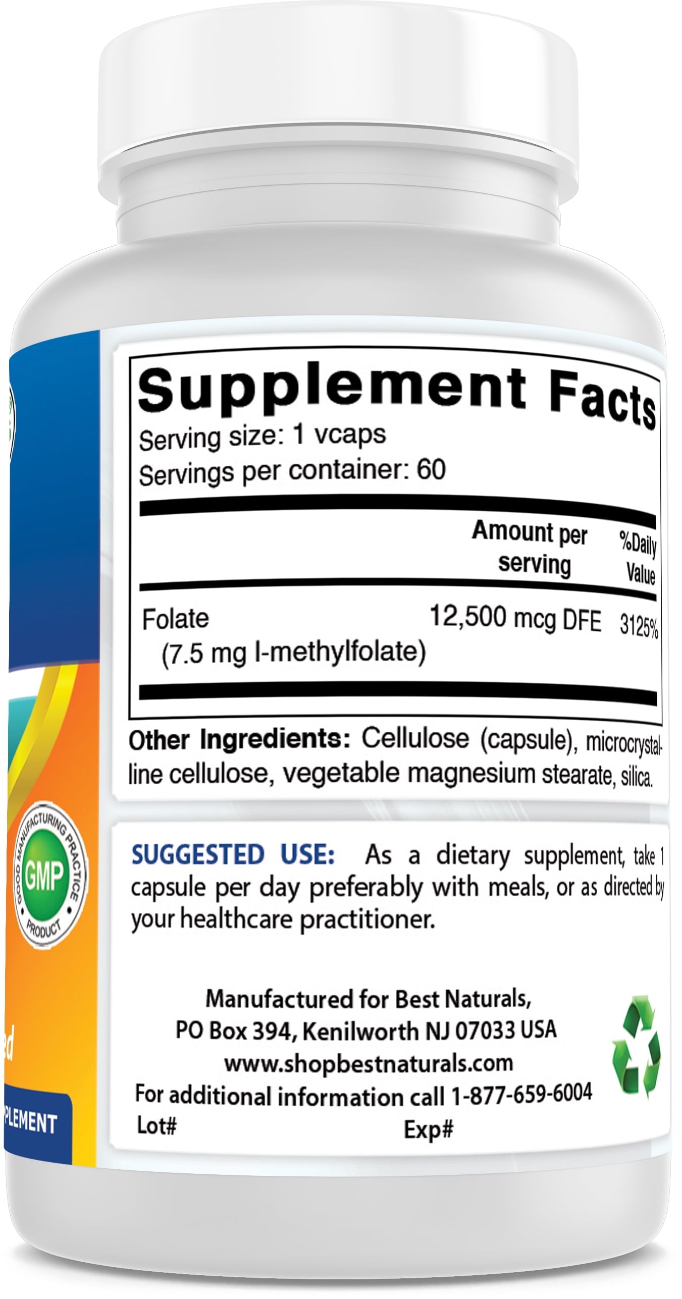 Methyl Folate 7500 Mcg (7.5Mg) 60 Capsules (Vegetarian Capsules)