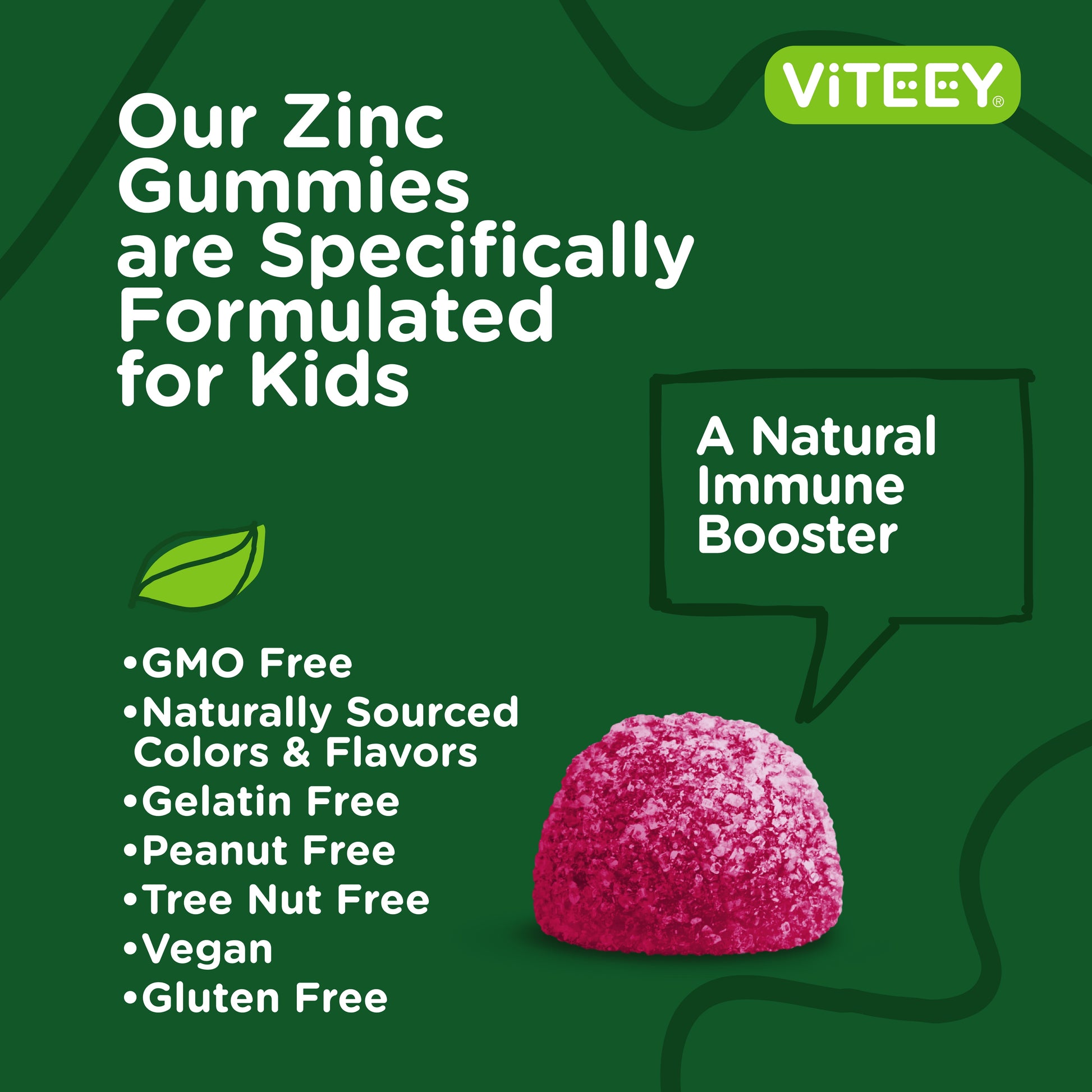 Kids Zinc Gummies 15Mg, Kids Immune Support, Berry Flavor, 120 Count