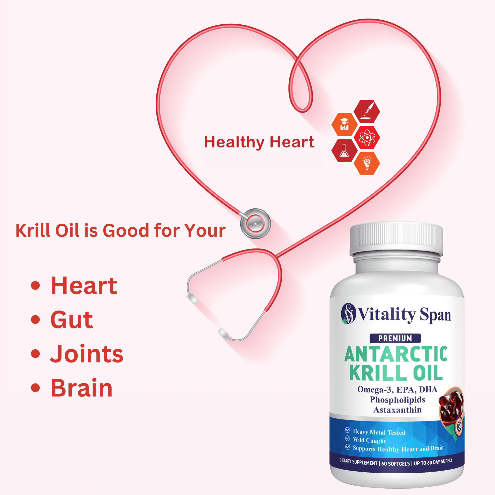 Krill Oil Omega 3 DHA EPA Astaxanthin, Extra Strength Fish Oil Minis, No Fish Oil Aftertaste, Heavy Metal Tested