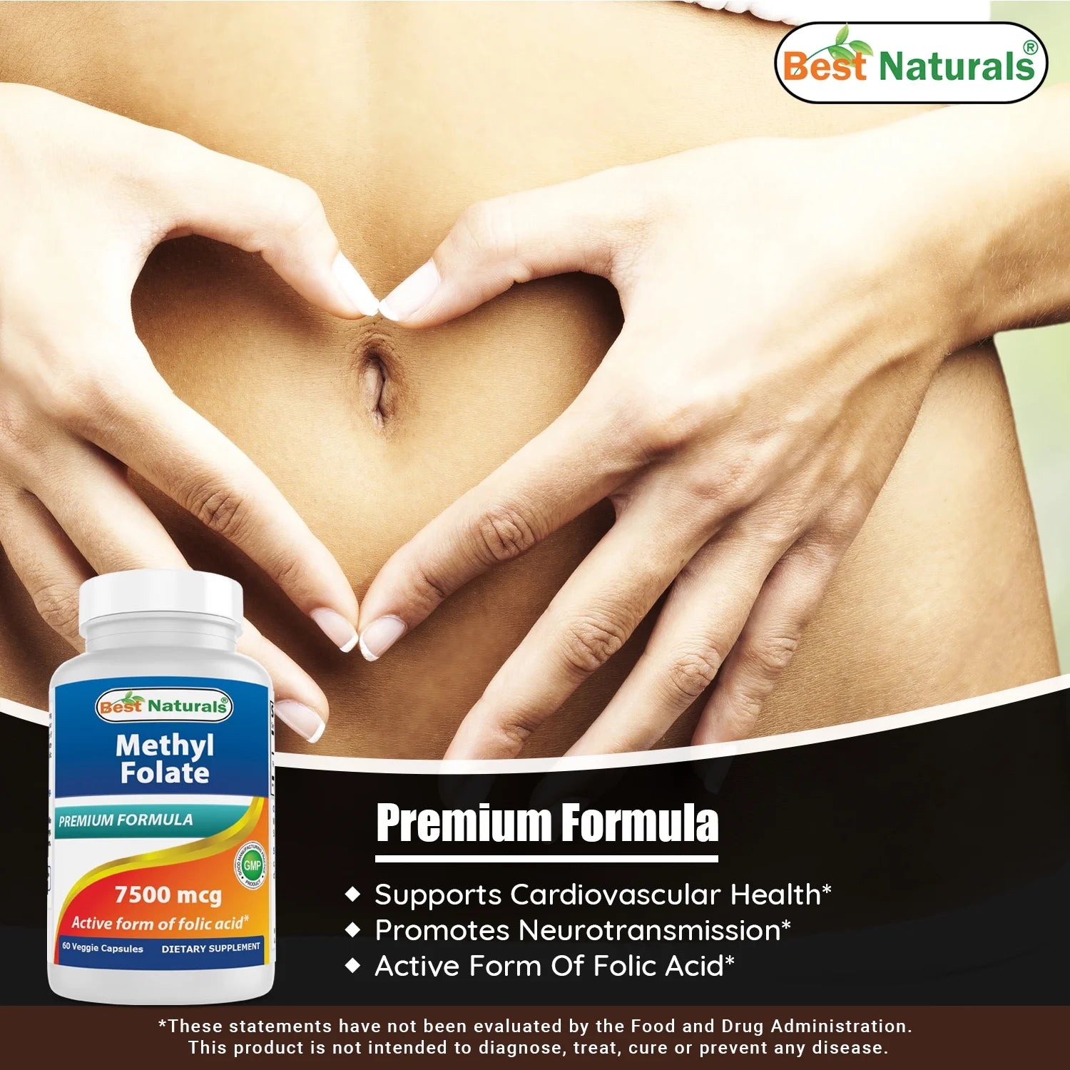 Methyl Folate 7500 Mcg (7.5Mg) 60 Capsules (Vegetarian Capsules)