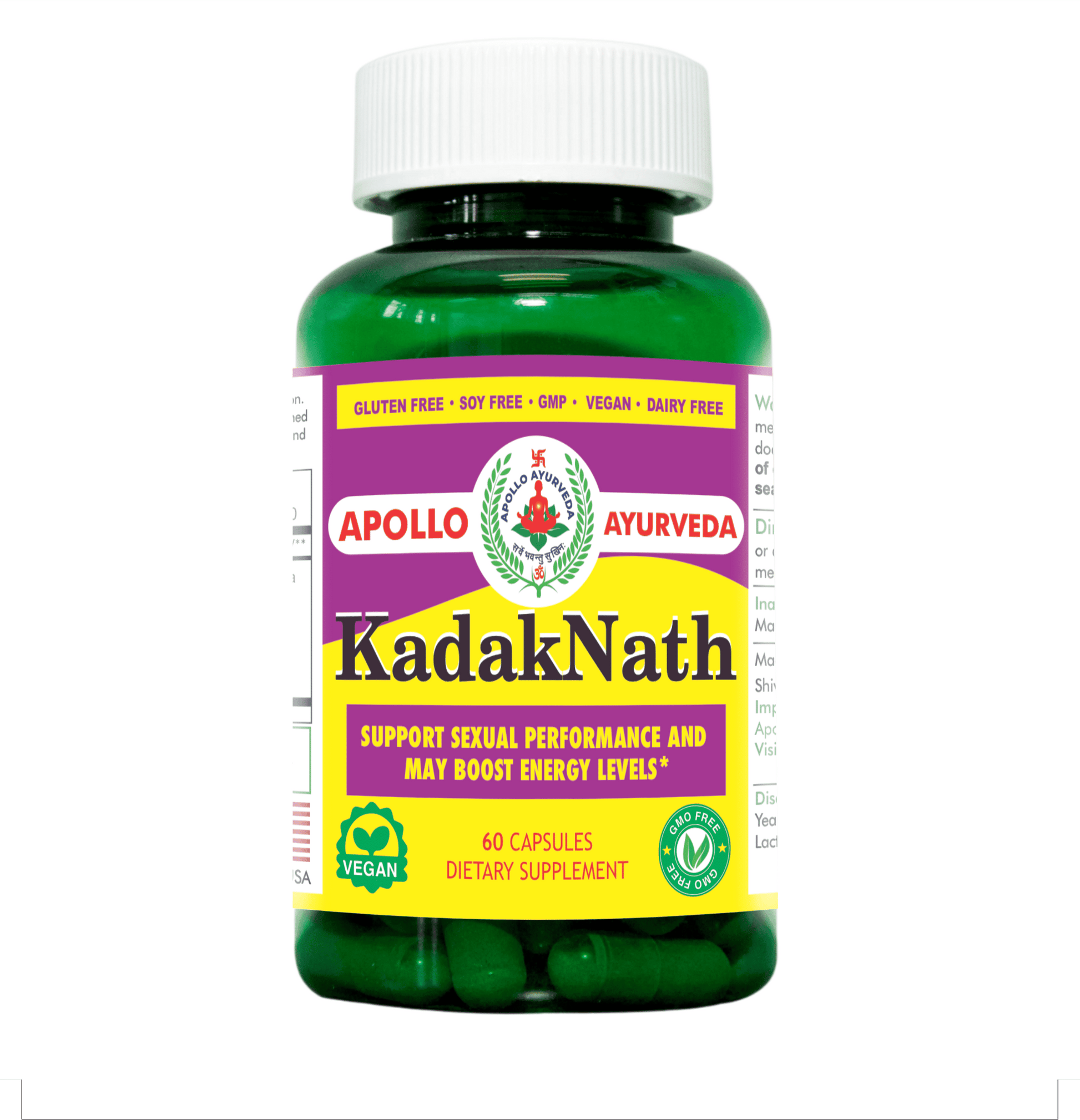 Kadaknath | Ayurvedic Vitality and Energy Capsules with Organic Ashwagandha, Himalayan Organic Shilajit and More - Herbal Supplement for Men'S Health & Wellness - 60 Capsules