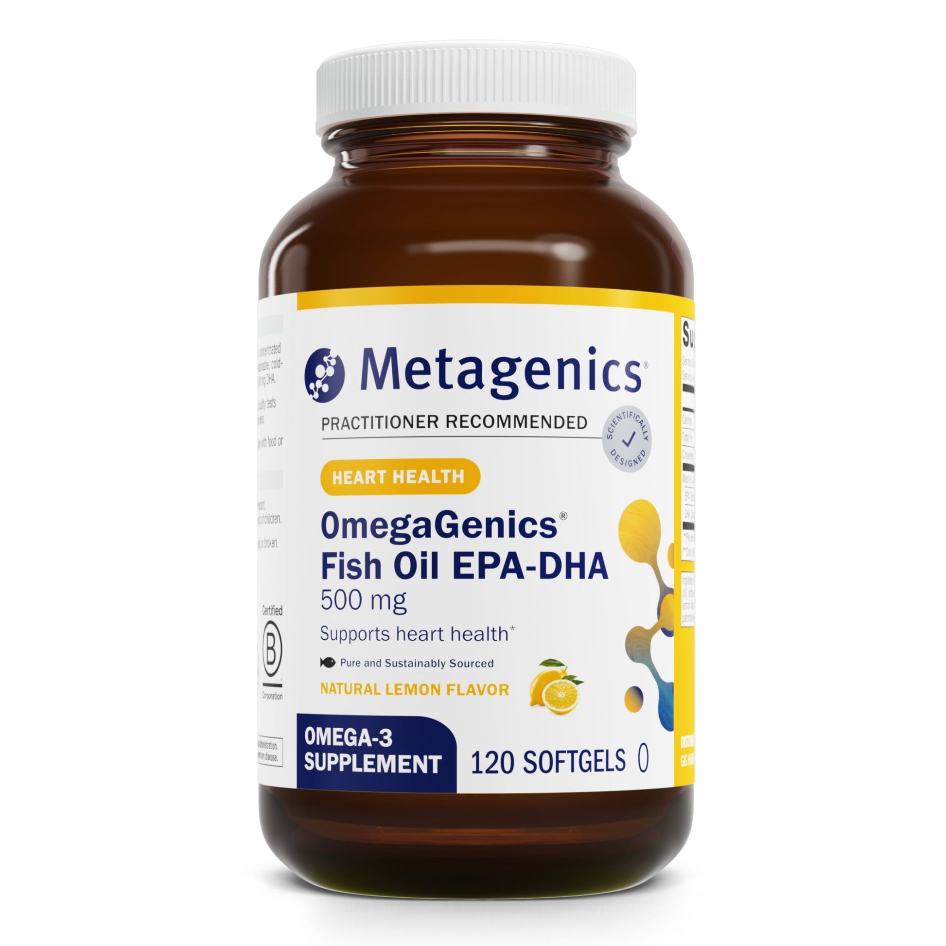 Omegagenics EPA-DHA 500 - Supports Cardiovascular Health* - Fish Oil EPA DHA - Purity & Quality Tested - Non-Gmo & Gluten-Free - 120 Count