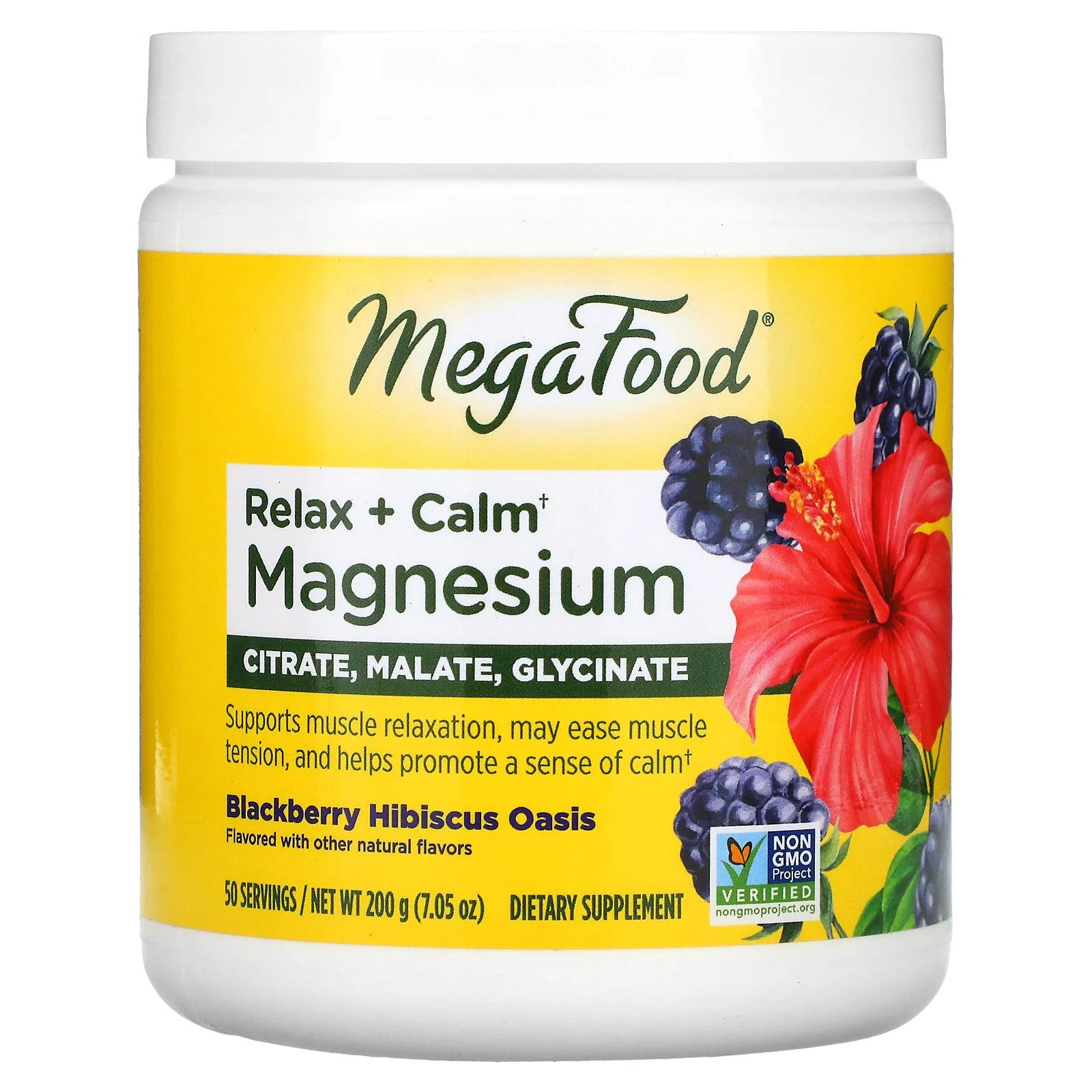 Relax + Calm Magnesium, Blackberry Hibiscus Oasis, 7.05 Oz (200 G)