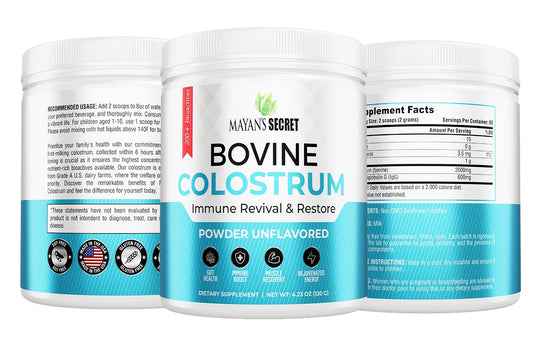 Colostrum Powder Grass-Fed -For Human Gut Health, Immunity, Skin & Hair, Muscle Recovery - over 400 Bioactive Nutrients, 6-Hour Guaranteed Pure Formula, Non-Gmo, Unflavored, 60-Day Supply