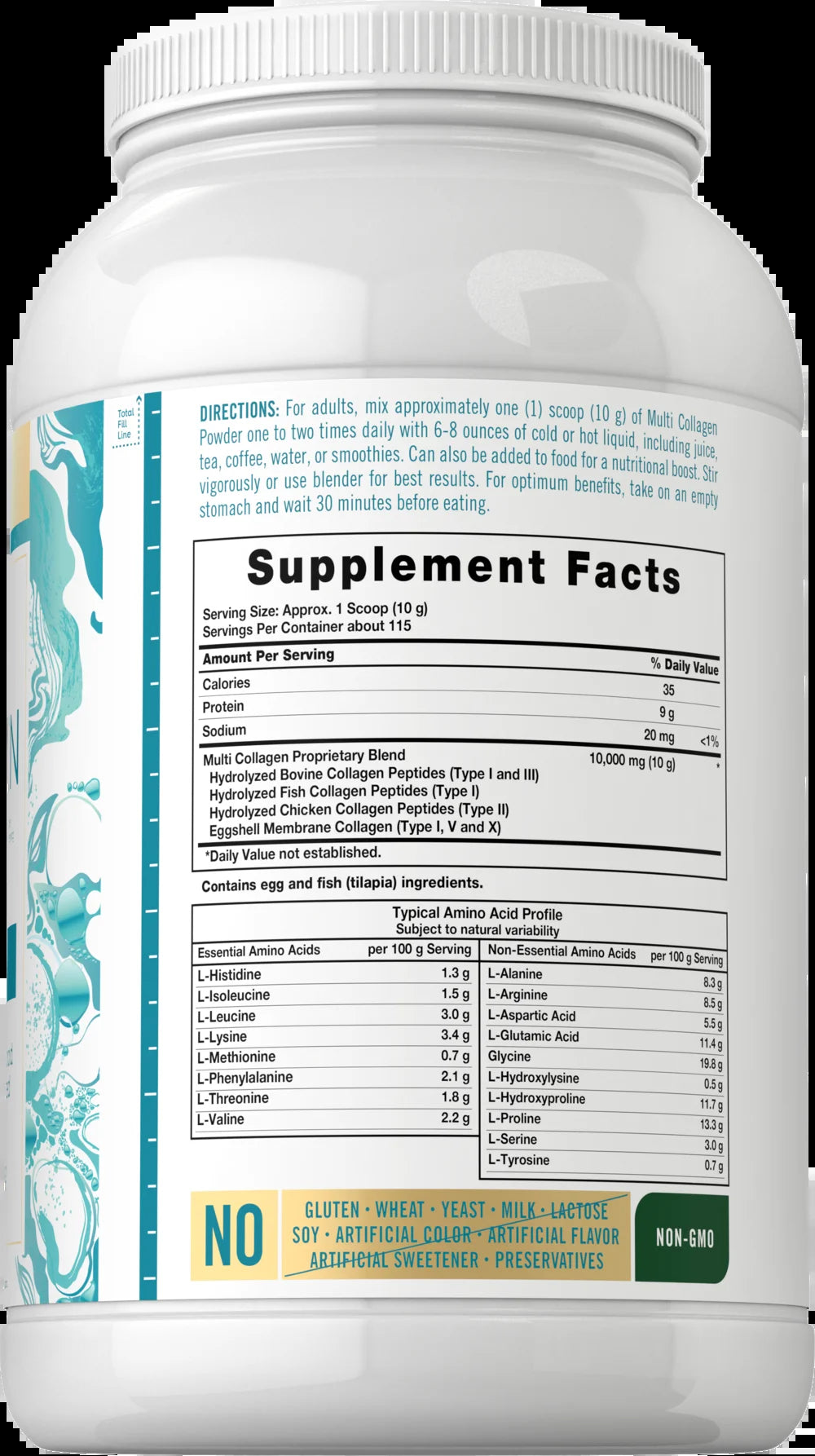 Multi Collagen Powder 40Oz | 10000 Mg | Type 1, 2, 3, 5 & 10 | by