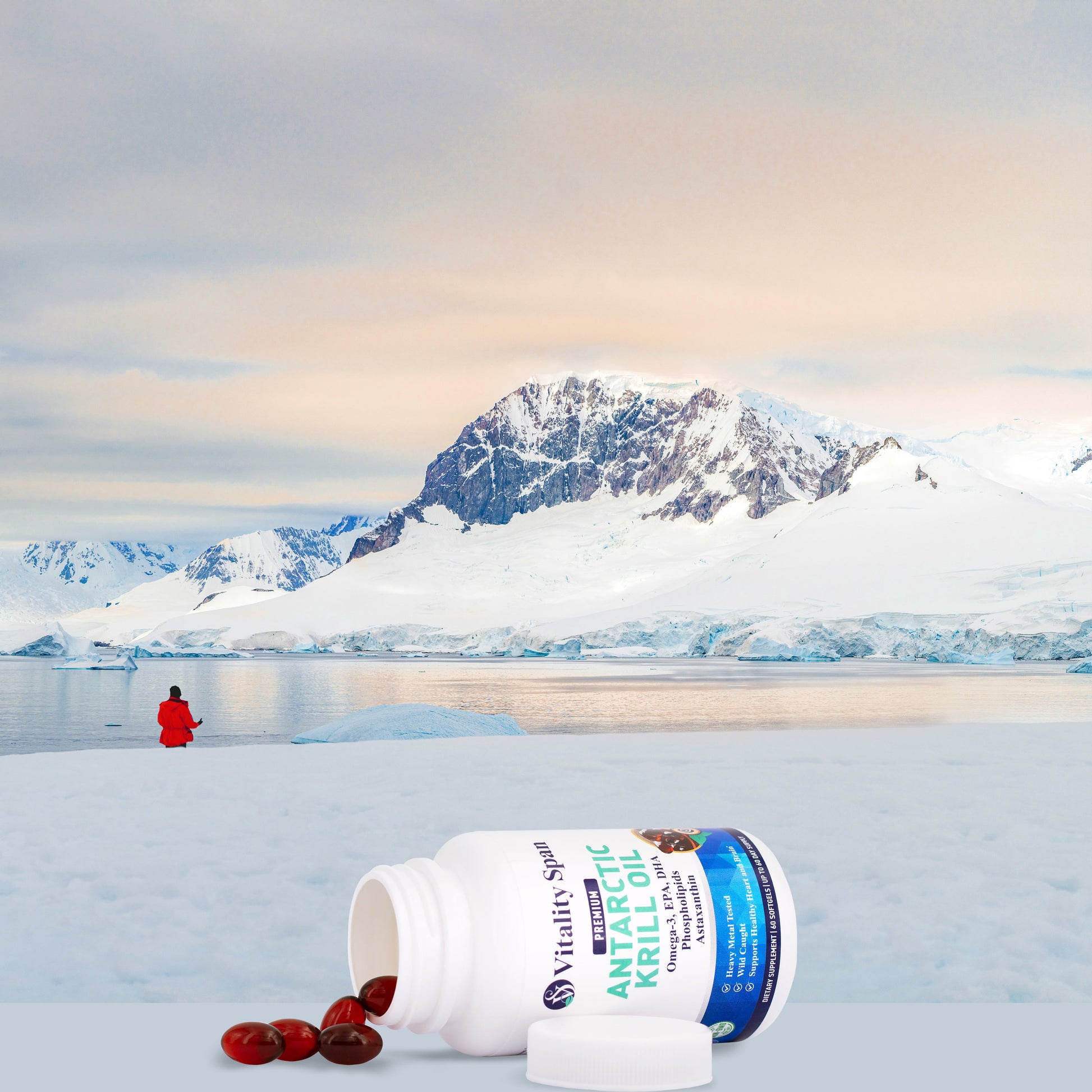 Krill Oil Omega 3 DHA EPA Astaxanthin, Extra Strength Fish Oil Minis, No Fish Oil Aftertaste, Heavy Metal Tested