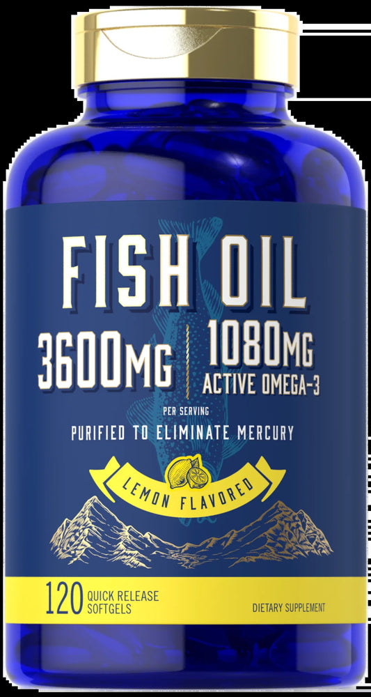 Fish Oil Pills 3600Mg | 1080Mg Omega 3 Supplement | 120 Lemon Flavored Softgels | by