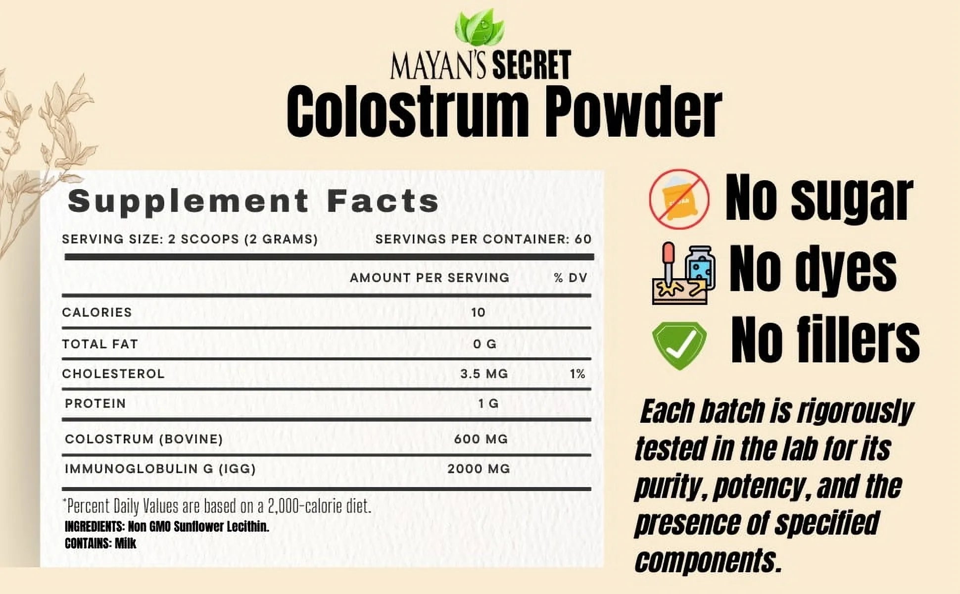 Colostrum Powder Grass-Fed -For Human Gut Health, Immunity, Skin & Hair, Muscle Recovery - over 400 Bioactive Nutrients, 6-Hour Guaranteed Pure Formula, Non-Gmo, Unflavored, 60-Day Supply