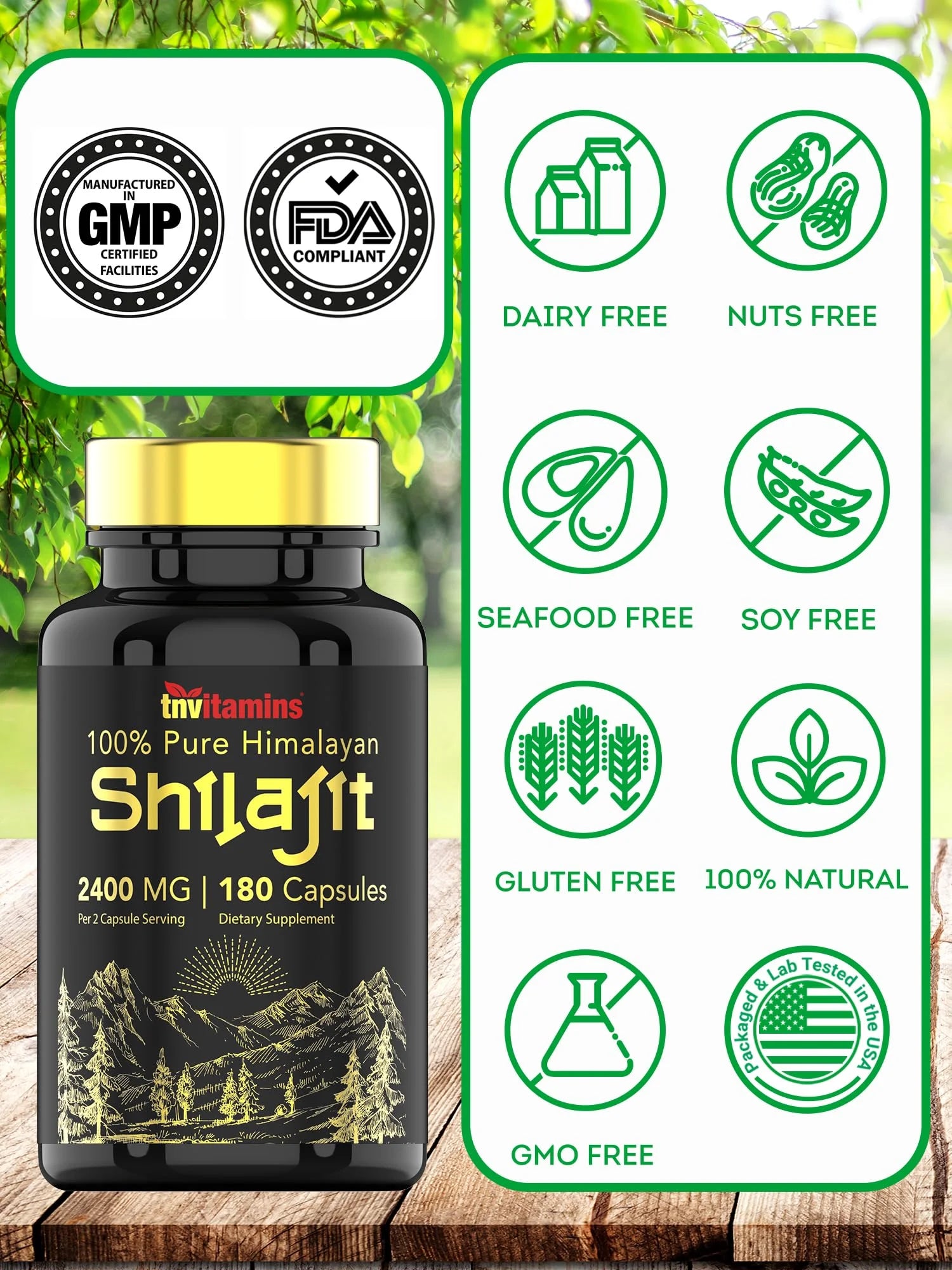 Shilajit Capsules 2400 MG - 180 Capsules | 100% Pure Himalayan Shilajit for Men & Women