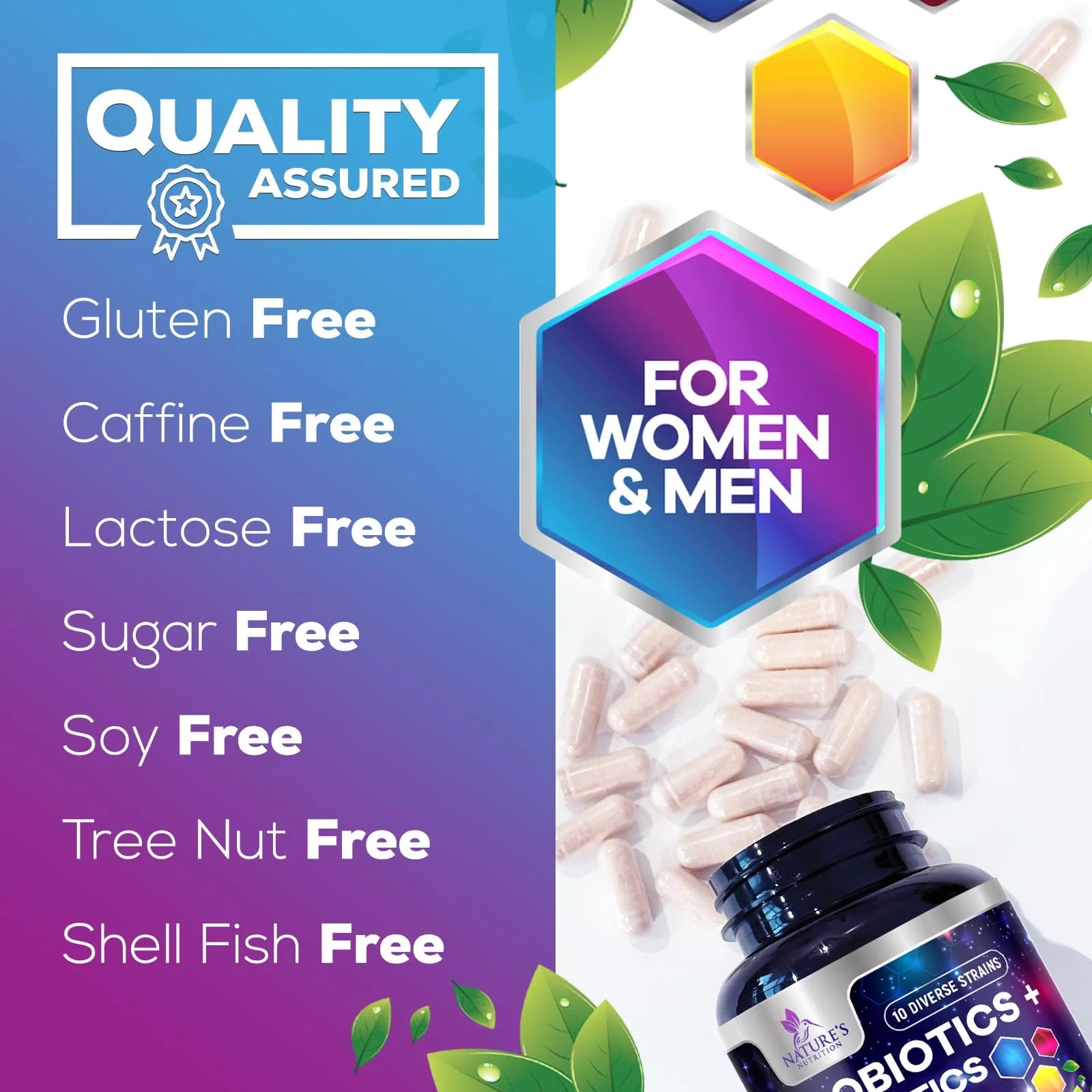 Daily Probiotic for Women & Men 60 Billion CFU 10 Strains Supplement Lactobacillus Probiotics - Digestive Gut & Immune Health Support - Supports Occasional Constipation, Gas & Bloating - 60 Capsules