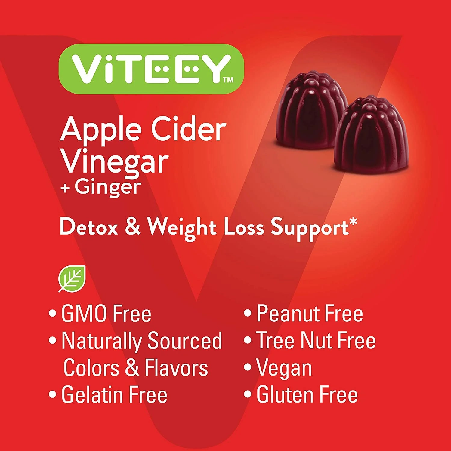Apple Cider Vinegar Gummies and Ginger, Detox and Cleanse, Apple Flavor, 60 Count, 1 Pack