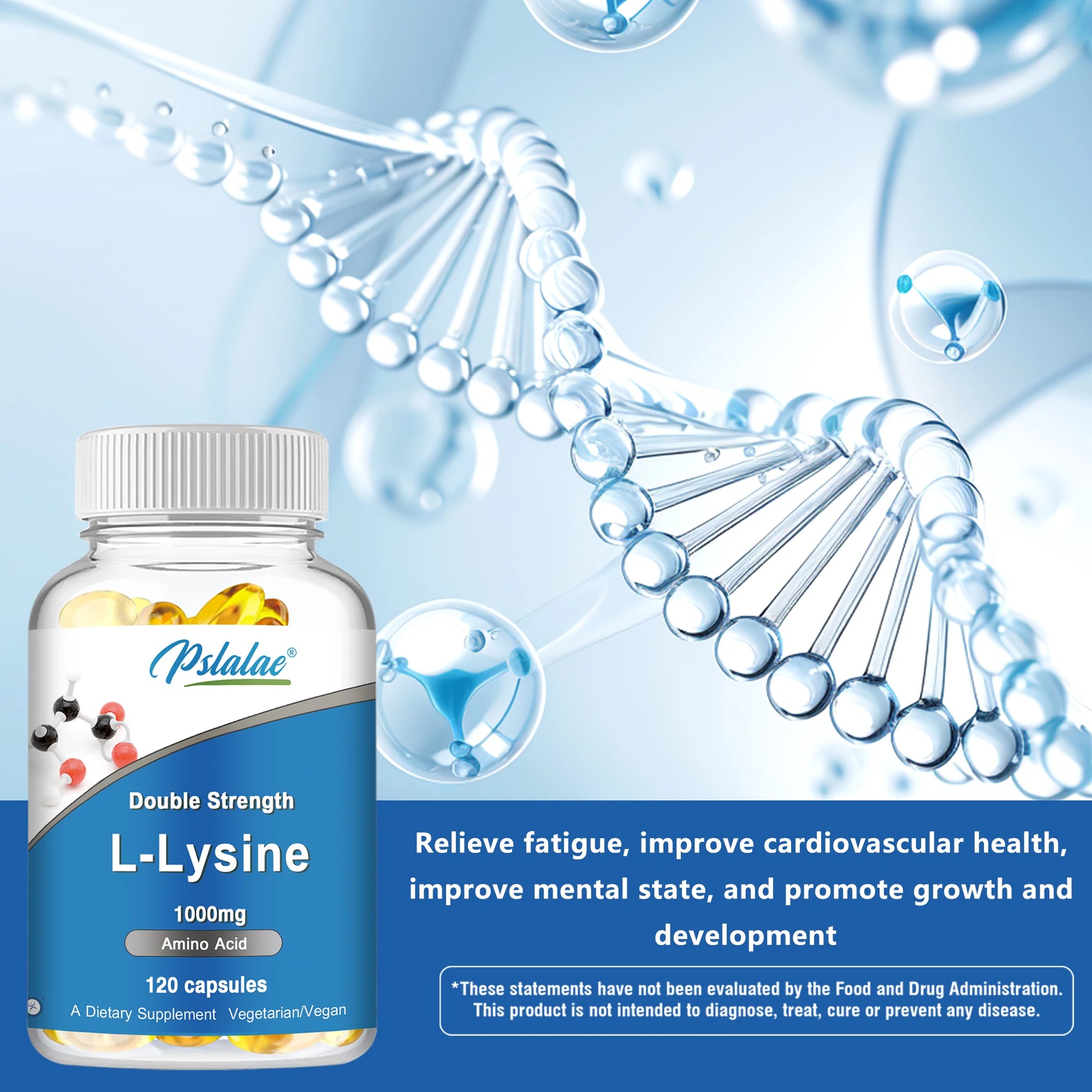 L-Lysine 1000 Mg - Essential Amino Acid, Healthy Immune Function, Supports Collagen Synthesis - 120 Capsules