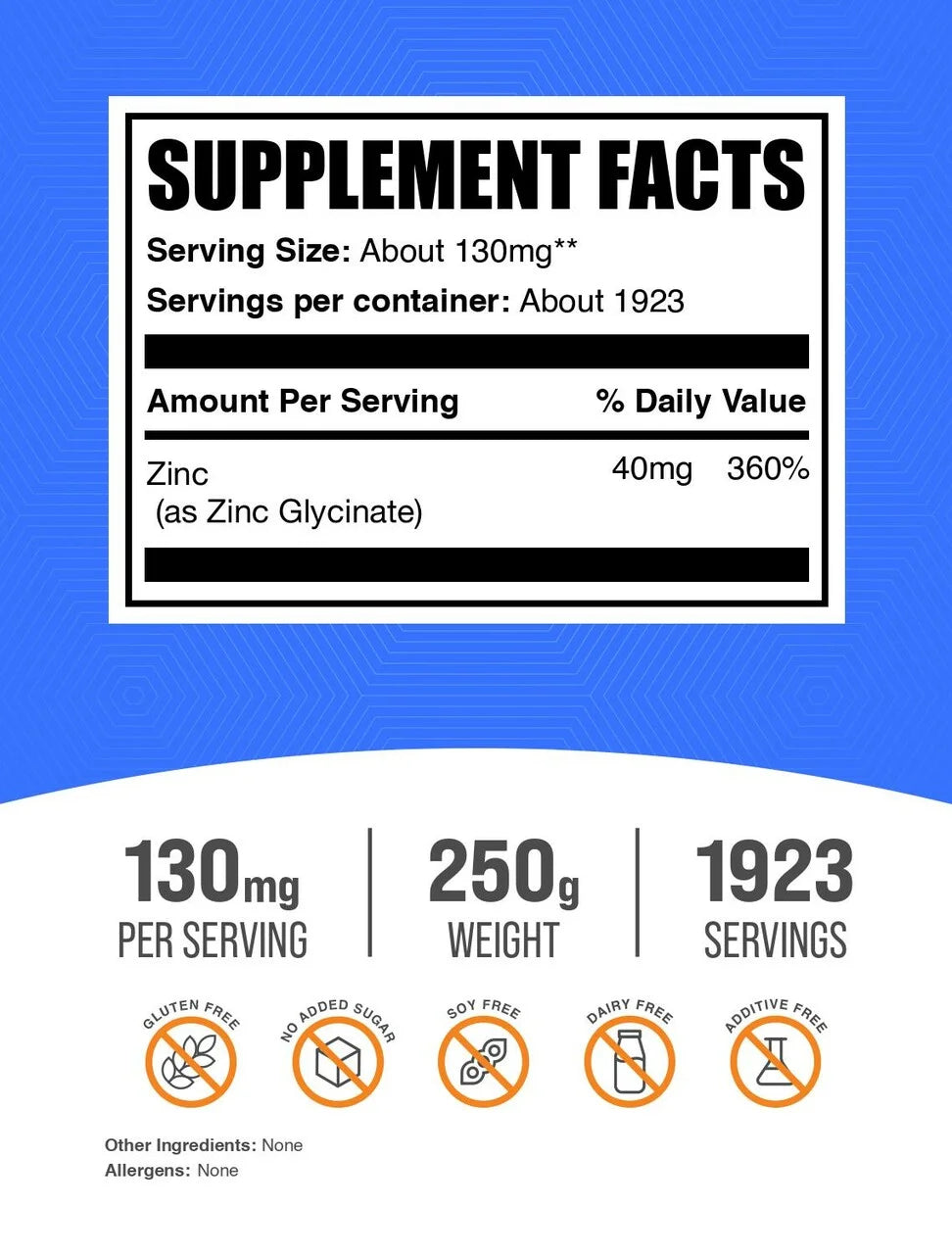 Bulksupplements Zinc Glycinate Powder - Gluten Free, 130Mg per Serving - 100 Grams (3.5 Oz) - 769 Servings
