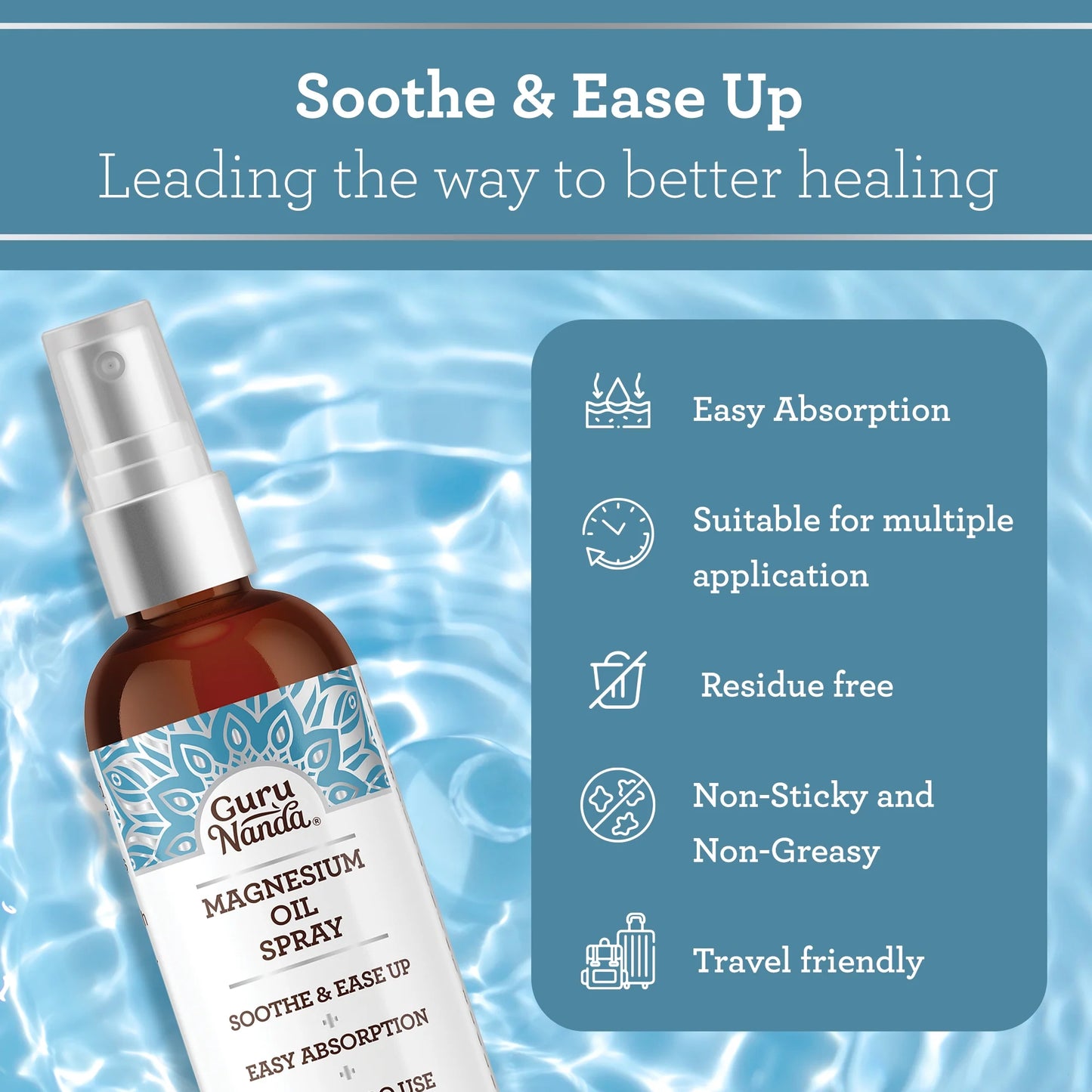 Magnesium Oil Spray for Muscle Relief & Soothing Aches - Quick Absorbing- 2Oz