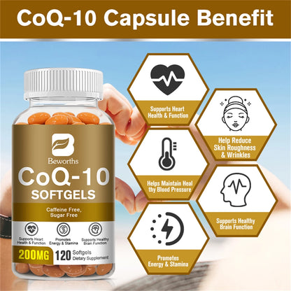 Upgraded Coenzyme Q10 Capsules, High Absorption Coq10 200Mg per Serving - Coenzyme Q10 Dietary Supplements by , 360 Vegan Capsules/6 Months Supply