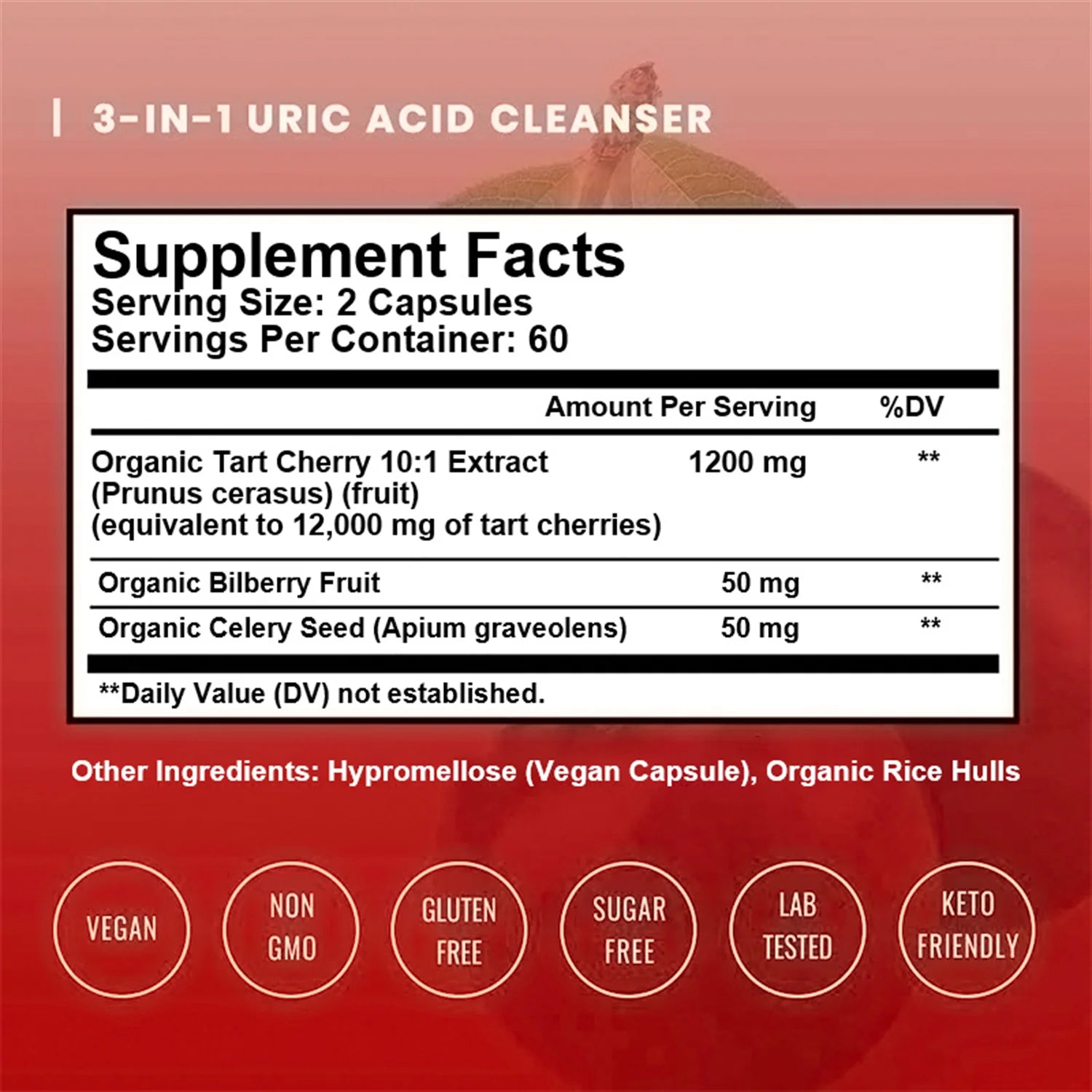 (2 Pack) Organic Tart Cherry Extract Capsules with Bilberry Fruit & Celery Seed, 1200Mg High Potency for Joint Support & Muscle Recovery, 240 Capsules Total -
