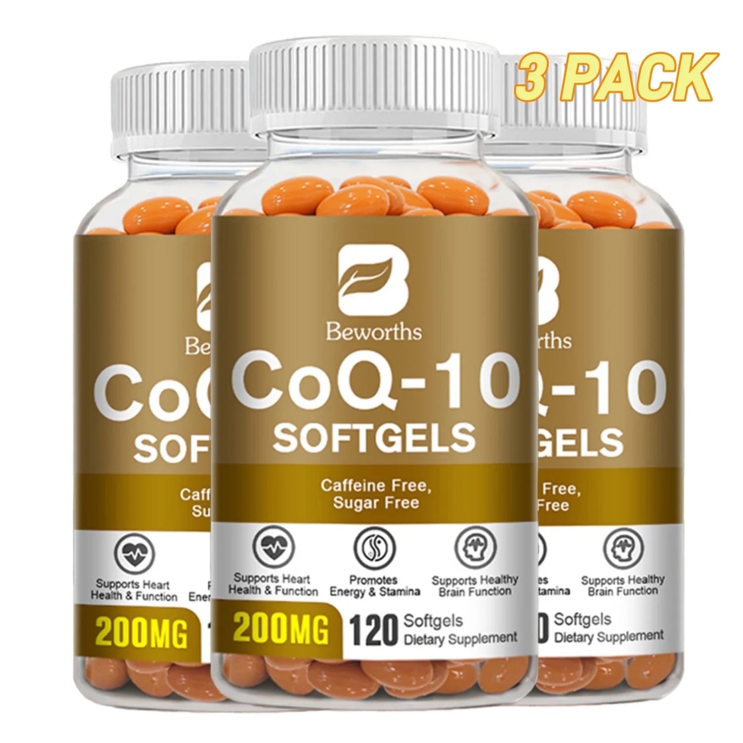 Upgraded Coenzyme Q10 Capsules, High Absorption Coq10 200Mg per Serving - Coenzyme Q10 Dietary Supplements by , 360 Vegan Capsules/6 Months Supply