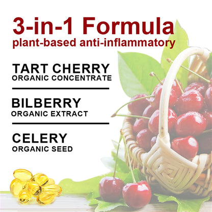 (2 Pack) Organic Tart Cherry Extract Capsules with Bilberry Fruit & Celery Seed, 1200Mg High Potency for Joint Support & Muscle Recovery, 240 Capsules Total -