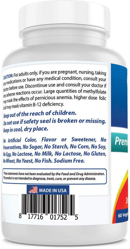 Methyl Folate 7500 Mcg (7.5Mg) 60 Capsules (Vegetarian Capsules)