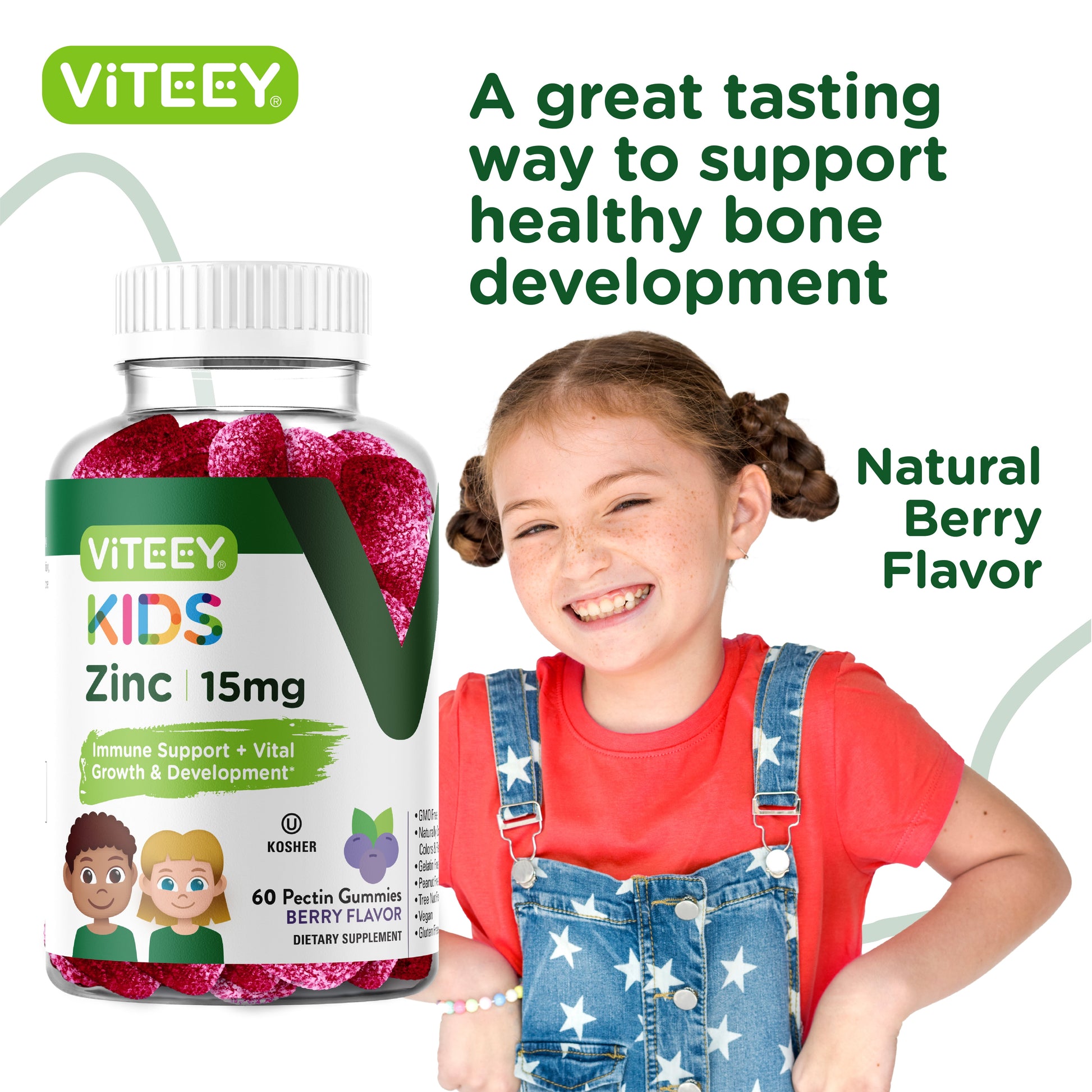 Kids Zinc Gummies 15Mg, Kids Immune Support, Berry Flavor, 120 Count