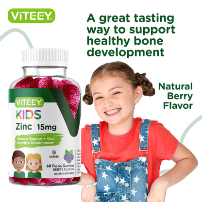 Kids Zinc Gummies 15Mg, Kids Immune Support, Berry Flavor, 120 Count