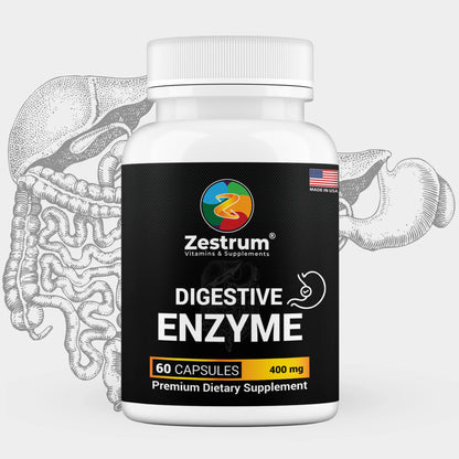 ZESTRUM Digestive Enzymes - 400Mg Ultra Digestive Food Enzymes for Gas, Bloating & Food Digestion - 60Ct